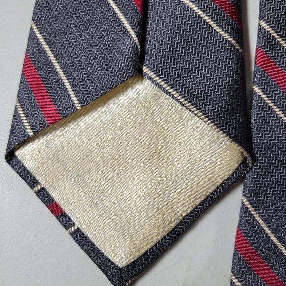 Calvin Klein Silk Tie Blue Red Gold Striped Mens Necktie 56 x 3.25 With Tie Hook - Picture 4 of 5